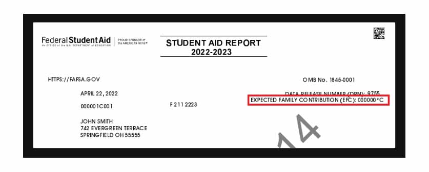 EFC on Student Aid Report