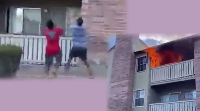 이전의 풋볼 선수 불타는 아파트 건물에서 떨어지는 아이 붙잡는 동영상