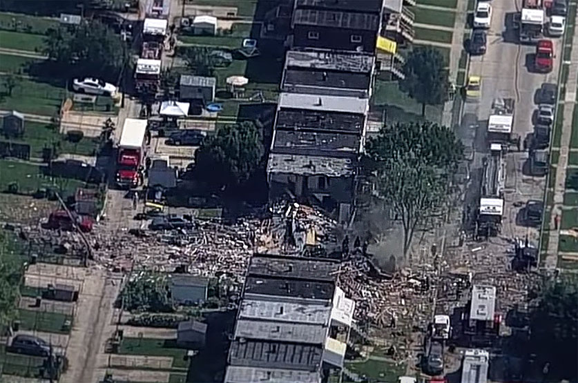 볼티모어 주택 폭발로 다수의 사상자 발생, 한 사람 파괴된 집 안에 갇혀