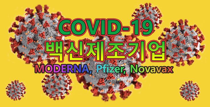 모더나, 노바백스, 파이저 제약 회사들의 COVID-19 백신 현황