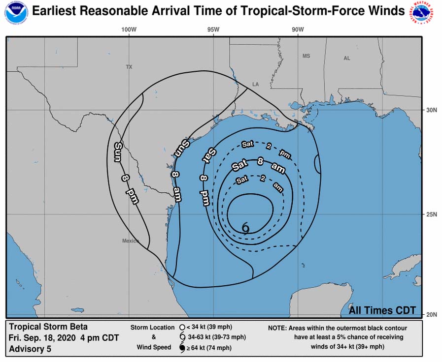 또 다시 열대성 폭풍 베타 멕시코만에 출현, 휴스턴 영향권