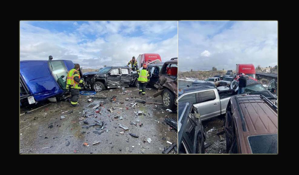 몬태나 주에서 30대의 차량 연쇄 추돌 사고로 2명 중상