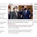 CNN, "북한 미사일 시험발사 커지고 있는 상황에서 바이든 한국 도착" 보도