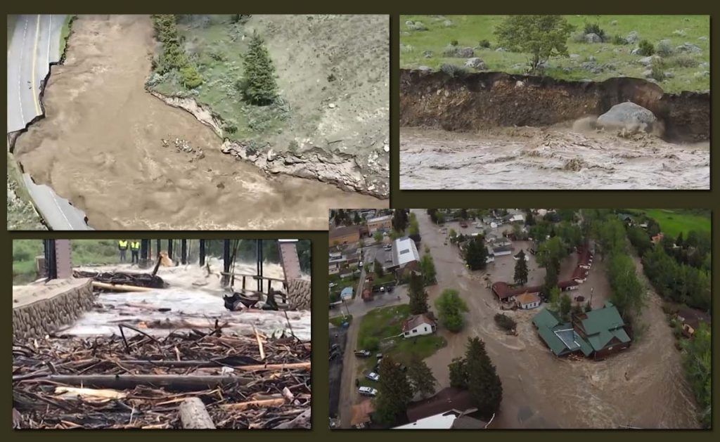 옐로스톤 국립공원, 전례없는 홍수로 모든 입구 폐쇄, 주변 지역 주민들 고립