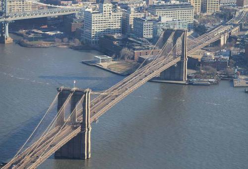 Brooklyn Bridge seen from One World Trade Center Skypod